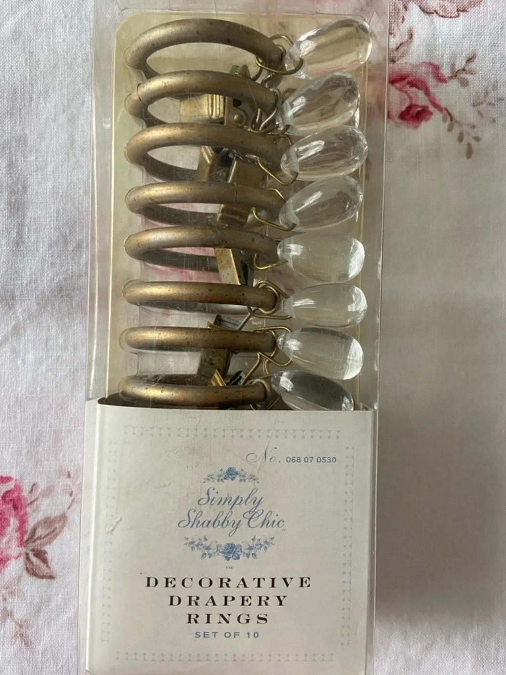 Simply Shabby Chic Bronze Gold Drapery Rings Tear Drop Accents Set of 10 NEW